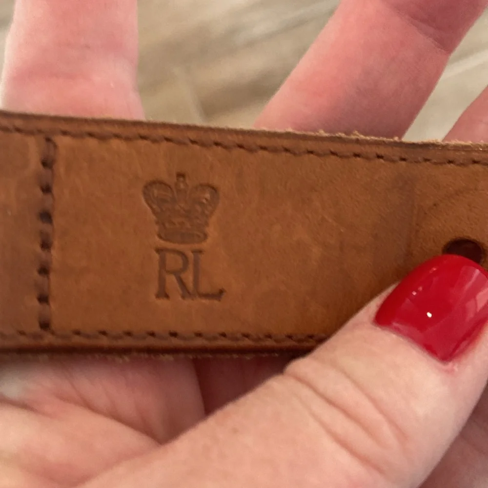 Ralph Lauren 38 adjustable striped leather belt